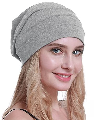 osvyo Baumwolle Chemo Hüte Soft Caps Krebs Kopfbedeckungen für Frauen Haarausfall versiegelt Verpackung HELL FLECKENDES GRAU