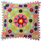 GURU SHOP Boho Kissenhülle, Farbenfrohes Besticktes Folklore Kissen im Mexikanischem Style - Ocean/pink, Baumwolle, 40x40 cm