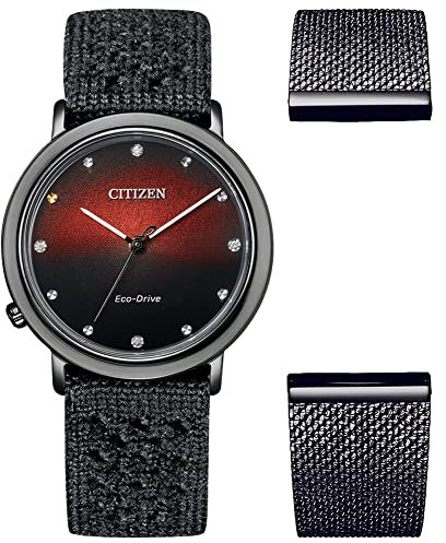 Citizen Damen Analog Quarz Uhr mit Nylon Armband EM1007-47E