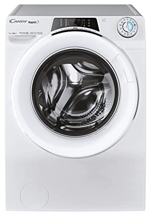 Candy RapidO RO 1496DWMCT/1-S Lavadora 9 KG,1400 RPM, Pantalla Smart Text, Panel Smart Touch, Wi-Fi, Snap & Wash, 16 Ciclos, 9 Rápidos, Motor Inverter,Función Vapor, Inicio Diferido 24H, 76 DB