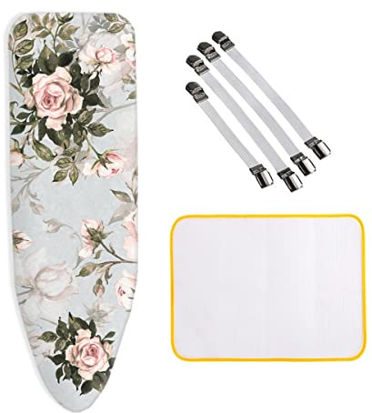 Housse Table à Repasser pour Centrale Vapeur, XXL 160x60 cm 100% coton Housse de Planche a Repasser 4 Clips de Fixation, Housse Table a Repasser Montage Rapide pour Home & Hotel