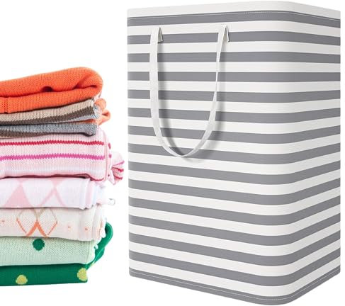 DONGDA Cesto para Ropa Sucia, 75L Bolsas Cestos para la Colada Plegable Bolsas de Lavandería Grande Cesto Ropa Sucia, Impermeable Canasta de Lavandería para Cuarto de Lavado Baño, Gris (A)