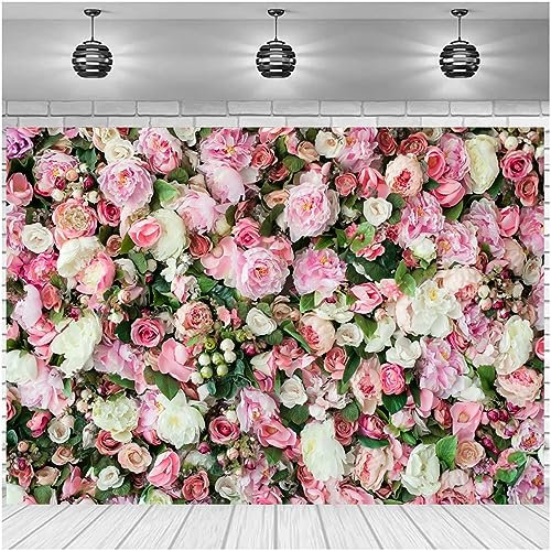 GCIREC 7x5 ft Frühling Rosa Rose Blume Thema Hintergrund 3D Rosa Blumen Neugeborenen Kinder Hochzeit Braut Dusche Fotografie Hintergrund Geburtstag Baby Dusche Party Dekoration Banner