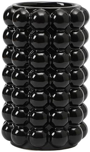 YANWE1 Black Bubble Ceramic Vase, 8.5 Inches Tall - Modern Boho Flower Vase for Living Room, Dinner Table, Bedroom, Wedding, Fireplace Mantel Decor