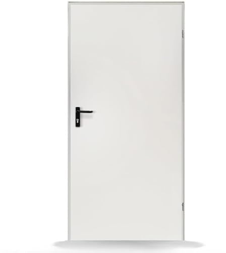FENSTERVERSAND - Nebeneingangstür nach außen öffnend Stahl, Eingangstür, Nebeneingangstür weiß, Kellertür, Haustüren Eingangstüren, BxH: 741x2115 mm DIN rechts, Türklinke innen, außen