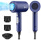 Slopehill secador de pelo ionico,secador pelo profesional Motor AC 1800W, Rápido Secado Cabello, 3 Temperaturas 2 Velocidades, Botón Aire Frío, 2 Concentradores y 1 Difusor (Azul oscuro)