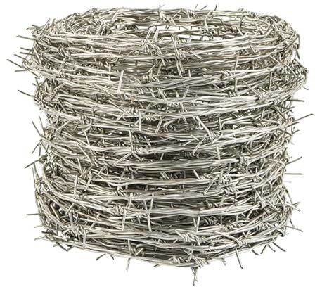 CINVSERW Barbed Wire Roll, Steel Razor Wire for Wire Fencing, Galvanized Steel Wire Alternative to Barbed Wire and Concertina Wire Anti-Theft Suitable for Courtyard Yard Crafts (450m)