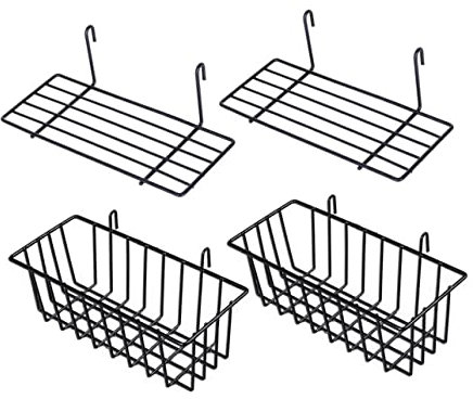 GOOHOCHY 2 Sätze Regal schwarzer Korb Aufbewahrungskörbe aus Draht Steckbrett Wandaufbewahrung Pegboard-Racks deutlich Aufbewahrungskorb Aufbewahrungskiste Schmiedeeisen