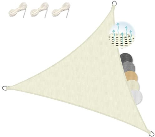 Sol Royal Tenda a Vela Ombreggiante Triangolare 2x2x2 m HDPE SolVision HS9 - Vele Parasole da Giardino Traspirante Protezione Parasole e Raggi UV - Tendone Tende Crema 200x200x200cm