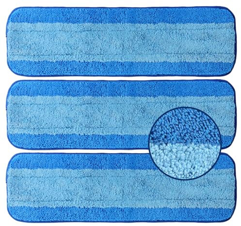 ZHAYAO Microfiber Cleaning Pads for Bona Mop, Reusable Microfiber Mop Pads, 3 Pack Washable Mop Pads, No Residue, Super-Absorbent, 18 Inch Mop Pads (Mop is Not Included)…