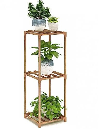 ASHILD Holz-Pflanzenständer, 2/3/4-stöckig, bodenstehend, Blumen-Bonsai-Aufbewahrungsregal für den Innen- und Außenbereich, Hofgarten
