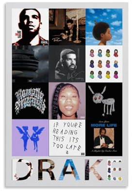 VGJHGFH Drake Poster All Album Collection, exquisite Cover-Poster für Zimmer, ästhetische, dekorative Malerei, Wandkunst, Wohnzimmer, 30 x 45 cm, ungerahmter Stil