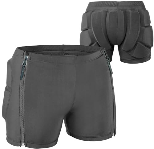 Kids Zip-on Zip-Off Padded Shorts for Snowboard Ski Figure Skating Cycling, Children Youth Adults 3D Hips Pants Proteciton for Tailbone and Butt Black