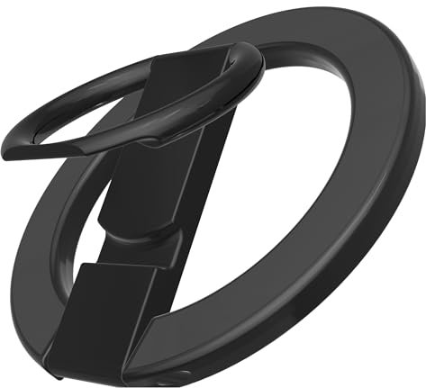 Verbesserter magnetischer Handy-Ringhalter für Mag-Safe, magnetischer Handy-Griffständer, Fingerring-Ständer mit beidseitigem magnetischem, kompatiblem iPhone 16 15 14 13 12 (Black)