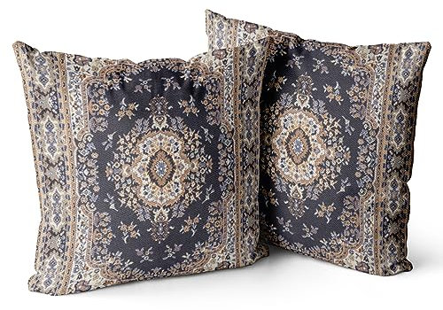 Snylcce 2er Set Boho Kissenbezüge Dekokissen 40 x 40 Samt Soft Kissenbezug Böhmischer Retro Ethno Dekorative Kissenhülle Zierkissenbezüge für Sofa Schlafzimmer Zuhause Dekoration Schwarzgold