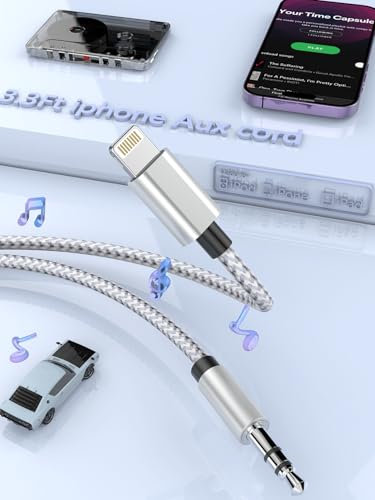 Coche de 3,5 mm Cable Aux para el iPhone, Compatible con el iPhone 14/14 Pro/14Pro Max/13/13 Pro/12/12 Pro/11 Pro/11/Xs/XR/X/8/7 para el Coche de Audio/Auriculares/Altavoces