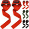 AQF Straps Palestra 100% Pelle - Neoprene Imbottita Pelle Fascette Palestra Lifting Straps - Gym Fitness Strap Bodybuilding Powerlifting - Cinghie Sollevamento Pesi Per Uomo & Donna (Rossa)