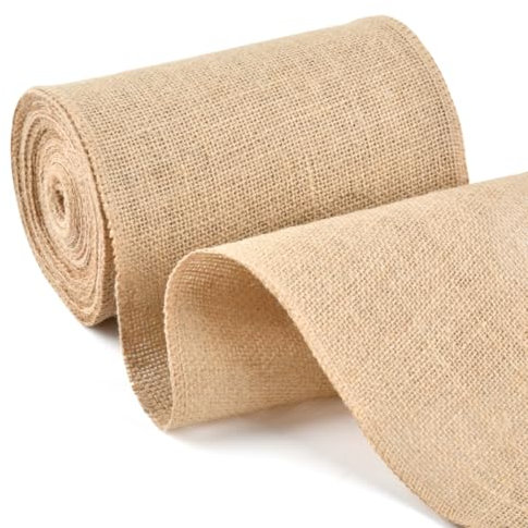 FOCCTS Jute Tischläufer Rolle 20cmx10m - Natur Jute Stoff - Natur Stiff für Hochzeit, Bauernhaus Party, Kommunion, Rustikale Tisch Dekoration