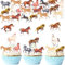 ENLACE Essbare Tortendeko Pferd Geburtstagsdeko,48 Stück Essbare Pferd Cupcake Topper,Tortenaufleger Pferde Muffin Deko,Esspapier Pferde Kuchen Deko für Kindergeburtstag Babyparty Hochzeit