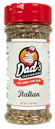 Dad’s Seasonings Italian Rub & Seasoning, All-in-One Herb Seasoning with Garlic, Pepper, and Bold Spices - Great for Pasta, Pizza, Meat, Grilling & Dips - Made in USA (3.2oz)