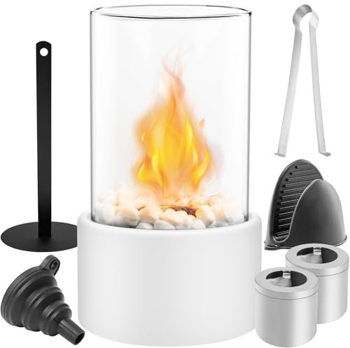 Cisivis Bioethanol Tischkamin Premium Tischfeuer | Regulierbarer Ethanol Kamin | Tischkamin Ethanol | Bio Ethanol Tischfeuer Outdoor & Indoor | Ethanol Tischkamin, Weiß