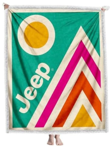 Jeep Mountain Range - Coperta in pile Sherpa, morbidissima e calda, 127 x 152 cm, multicolore (montagna)