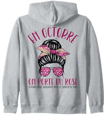 En Octobre On Porte Du Rose Cadeau Octobre Rose Ruban Rose Sweat à Capuche