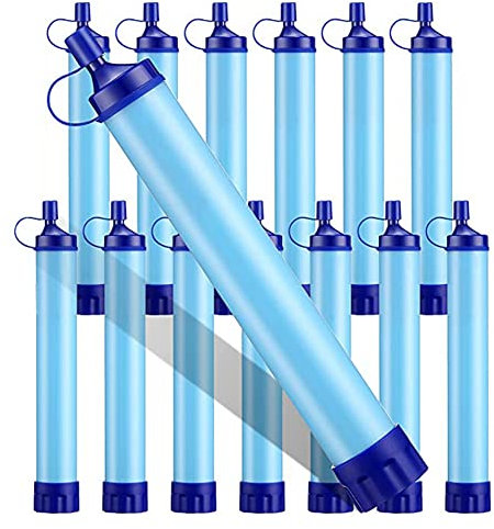 PpAaJK 14 Stück Wasserfilter, Tragbar, Persönlicher Wasserfilter, Strohhalm, Wasserreinigungsgerät, Outdoor-Filtration, Überlebensausrüstung, Notfallset