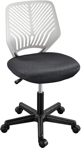 Soberine Sedia Ufficio Scrivania Girevole Regolabile, Sedia da Ufficio Ergonomica Senza Braccioli a Rotelle in Rete Traspirante Portata 136 kg Grigio Scuro