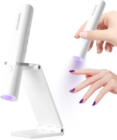 UV Light for Gel Nails, Mini Gel Nail Lamp Handheld with Stand, Portable Flash Cure Nail Lamp, Rechargeable Nail Dryer with USB, 2 Timer Settings for Fast Drying