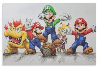 MingSheng Wandbild Leinwanddrucke Bilder Die Super Mario Brüder Wandbilder Animierte Charaktere Kunstwerk, Wanddekoration Für Wohnzimmer Küche 08x12inch(20x30cm)