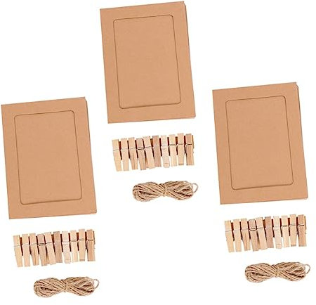 BATHVEVE Vintage Hängender Papier Bilderrahmen Mit Clips Kraftpapier Fotorahmen Für Individuelle Wanddekoration Geeignet Für Partys Und Besondere Anlässe