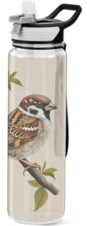 Grckit Sparrow Bouteille d'eau de 946 ml en Tritan sans BPA anti-fuite avec sangle de transport pour randonnée, camping, salle de sport en plein air