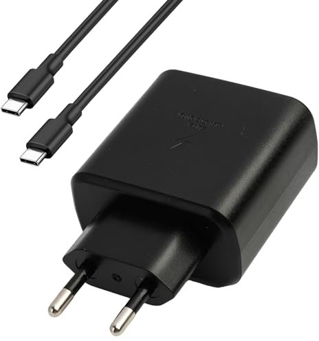 Chargeur Samsung Charge Rapide, 45W Chargeur USB C avec 2m Type C Câble, Alimentation Prise Secteur USBC Adapteur pour Galaxy S25/S24/S23/S22/S21 Ultra/S20/S20+/Note 20/10/9/8/A73/A53/A52/S10/S9, Noir