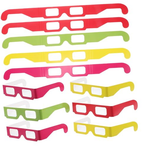 3D Regenbogen Brille mit Licht, 20 Stück Papier, Partygläser