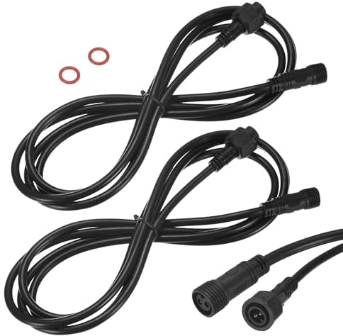 M METERXITY 2-Pack Waterproof Extension Cable, 2 Pin 6.56 Ft/2m Extension Cord Wire with 18AWG IP67 Male and Female Connectors for Outdoor Spotlights/LED Deck Lights [Black]