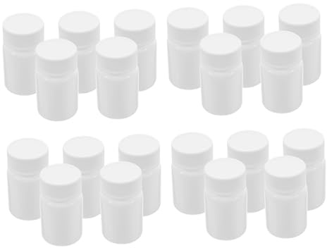 Cabilock 20pcs Empty Plastic Capsules Bottles with Screw Caps Portable Storage for Medicine Powder and Chemicals Secure and Safe Reagent Containers for Travel and Organization