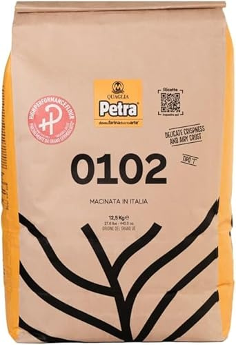 2,5 Kg Petra 0102HP Farina di Grano Tenero Tipo “1” parzialmente da Grano Germogliato | Ideale per Pizza al Piatto, Pizza in Pala, Teglia Romana, Pane e Focacce