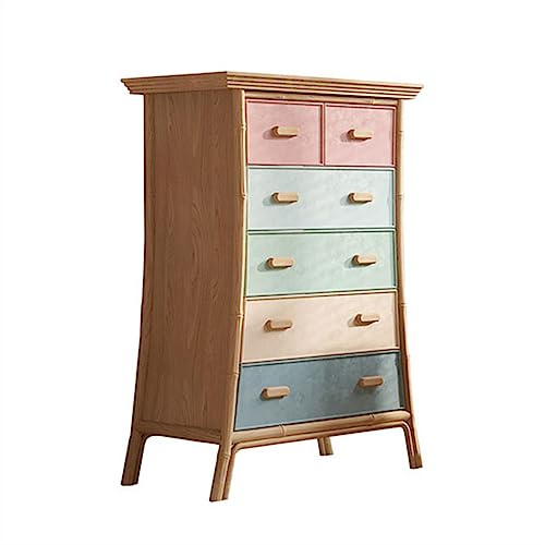 yixinzi-2024 Schubladenkommode Bunte Kommode mit 6 Schubladen, Massivholz-Kommode, Wohnzimmer, dekoratives Sideboard, Schlafzimmer, Nachttisch, Schubladenschrank