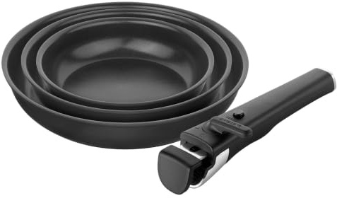 ZWILLING Unlock - Set di 4 padelle (20, 24, 28 cm + maniglia) con rivestimento in ceramica, alluminio