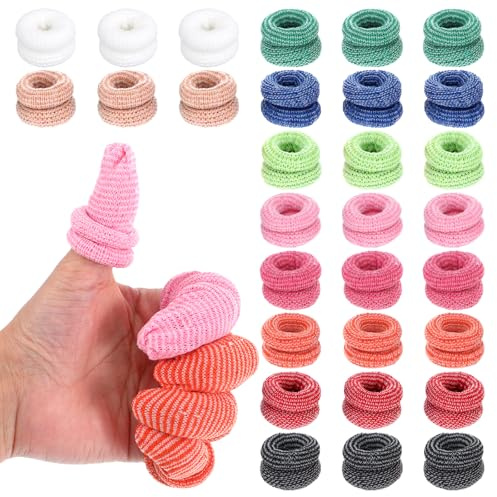 30Pcs Finger Bandage Cotton Thumb Finger Cots Tubular Fingertip Protector | Elastic, Breathable, Reusable, for Finger Sprains First Aid Scald Protection Gardening Work, Multicolored