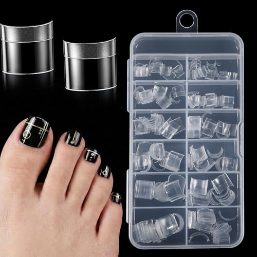 Thinp 240 Pcs Square Toe Nail Tips, Soft Gel Toe Nail Tips Half Cover 12 Sizes Clear Press on Toenail Artificial Acrylic Toes Tip for Nails Extension Fake Nails Tip for Salon and Home Foot Pedicure