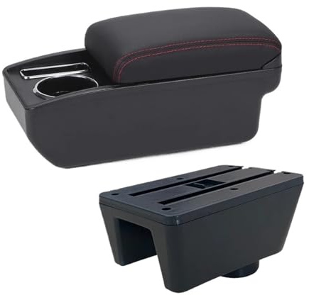 Armlehne Box Für Seat Für Ibiza Armlehnenbox Auto Stauraum Nachrüstteile Innenausstattung(C1 Black red NO USB)