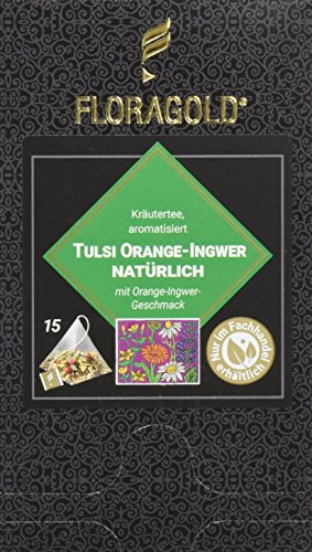 FLORAGOLD Pyramidenbeutel Kräutertee Tulsi orange Ingwer natürlich, 1er Pack (1 x 38 g)