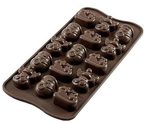 silikomart | SCG23 Silikonform für CHOCO WINTER Pralinen, Antihaft, 15 Pralinen, Packung mit 1 Form für Süßigkeiten, Easy Choc, 33 x 27 mm, h 15 mm, Made in Italy