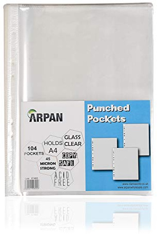 Klarsichthüllen, DIN A4, seitlich gestanzt, 45 Mikrometer stark, transparent, glasklar, 104 Klarsichthüllen Einzeln ST-9605 durchsichtig