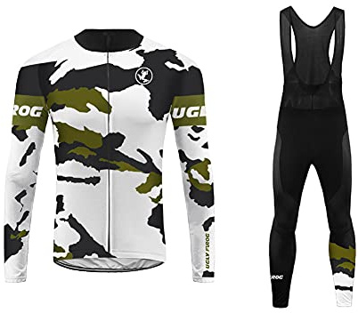 UGLY FROG Herren Radlerhose Fahrrad Hose Lang mit 4D Atmungsaktiv Sitzpolster Lange Hosen Winter with Fleece