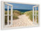 PICSonPAPER Leinwandbild Fensterblick zum Strand, 70 cm x 50 cm, Dekoration, Kunstdruck, Wandbild, Geschenk, Leinwand Natur, Nordsee