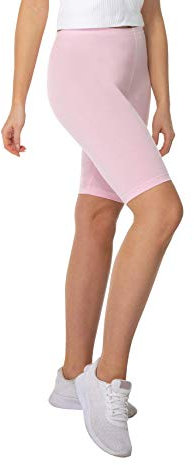 BeComfy Dames Cuissard Leggings Courts Coton Shorts de Sport Longueur du Genou Opaque Rouge Noir Bleu Gris Graphite Blanc 36-56 (3XL, Rose)