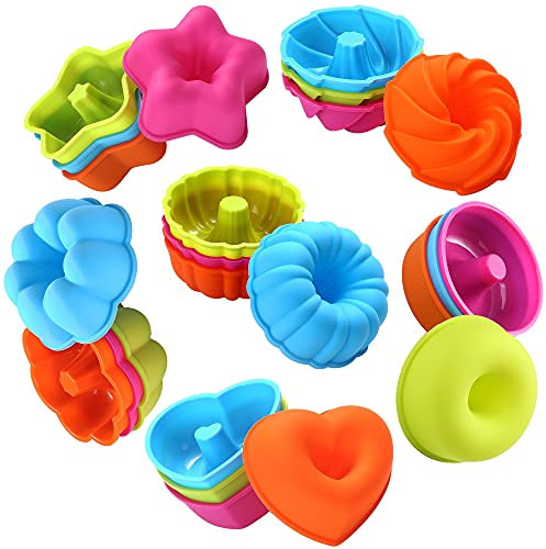 To encounter 24Pack Silicone Molds, Nonstick 2 3/4 inches Silicone Donut Mold, Silicone Baking Cups, Silicone Donut Pan, Muffin, Jello, Bagel Pan, Oven- Microwave- Dishwasher Safe